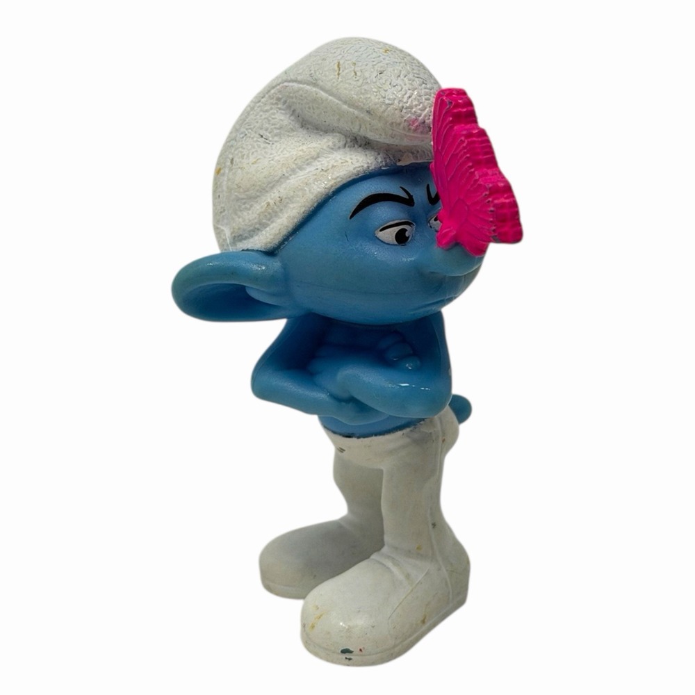 Smurfs‎ Grouchy Butterfly on Nose McDonalds Happy Meal Toy 3" 2011 Genuine Peyo